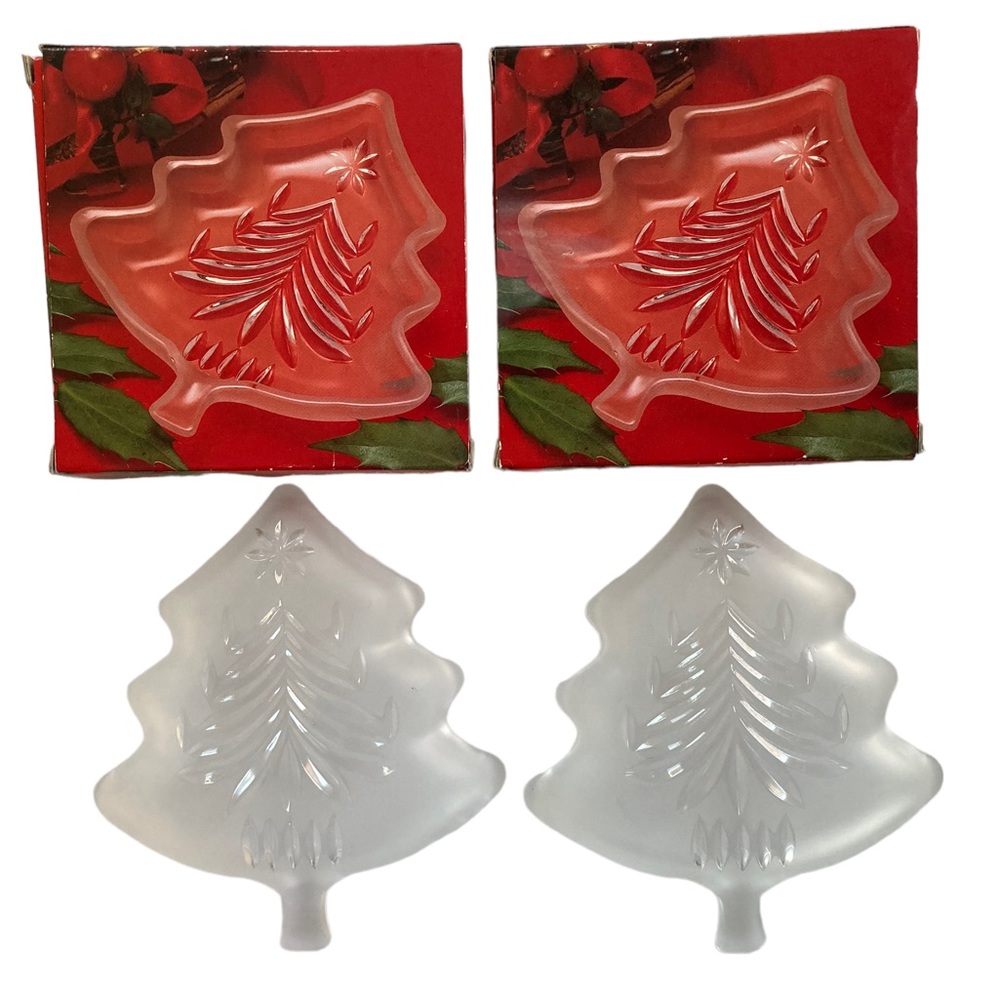 Set of 2 - Mikasa Yuletide Tree Frost Sweet Dish 5” Candy Christmas WY155/503